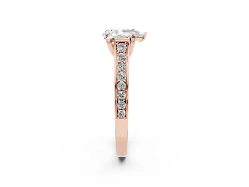 Pear-Shaped Graduated Pavé Solitaire Engagement Ring Setting | Wide Pavé Row Band | Rose Gold