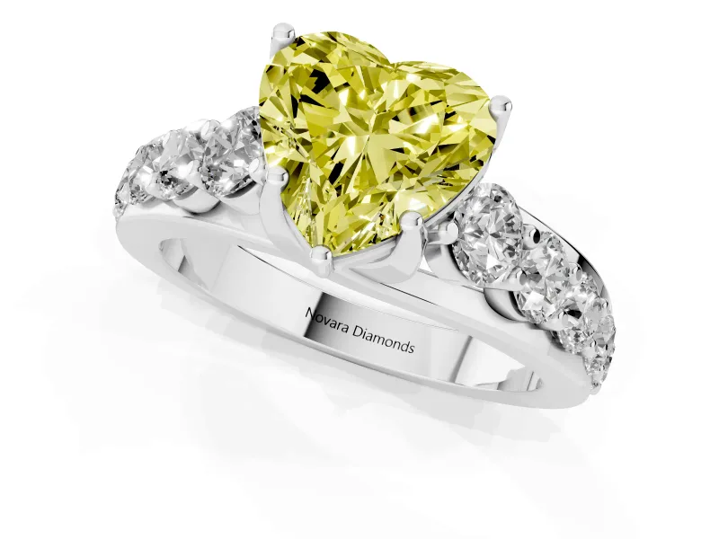 Heart-Shaped Engagement Ring Setting for a Fancy Yellow Lab-Grown Diamond | Platinum - Design NV-24645