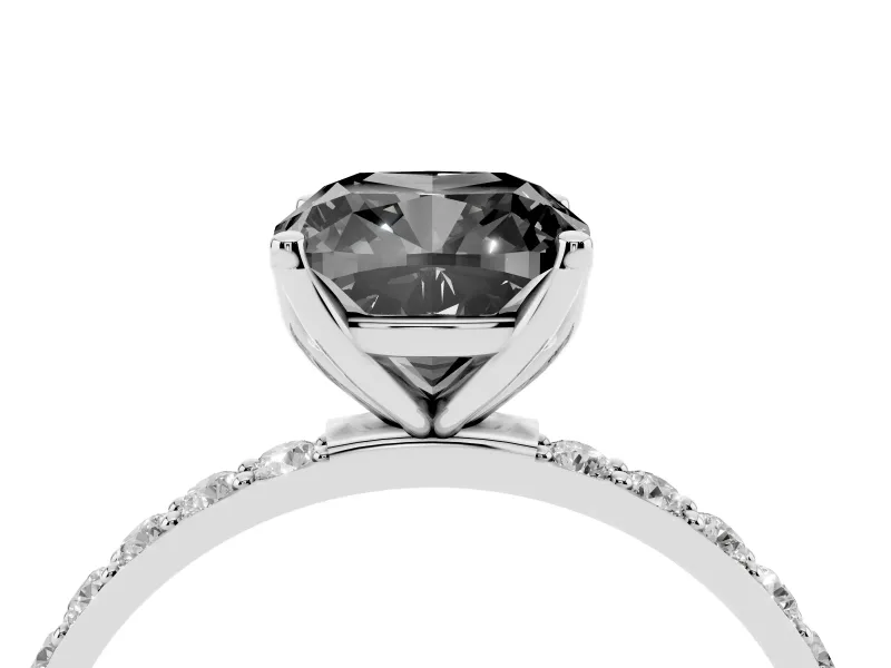 Cushion Cut Pavé Solitaire Engagement Ring Setting for a Black Center | Slim Band | Platinum