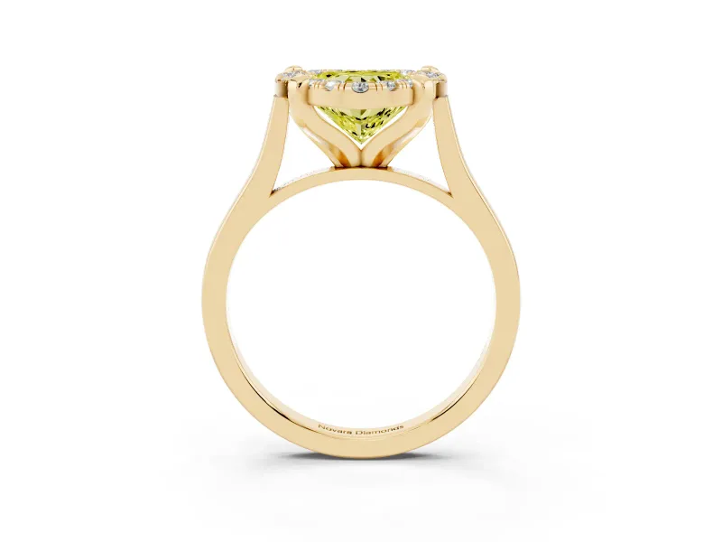 Heart-Shaped Claw Corner Halo Engagement Ring Setting for a Fancy Yellow Lab-Grown Diamond | Plain Band | Yellow Gold