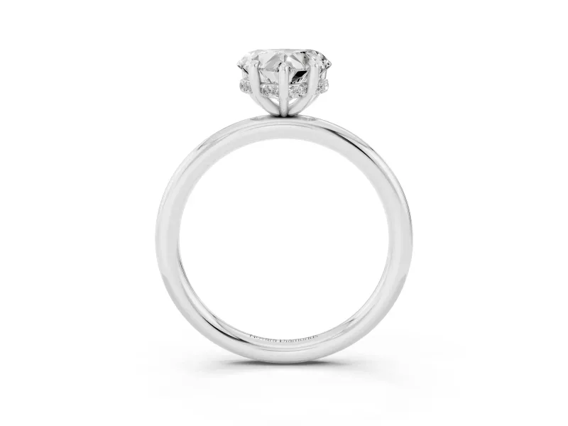 Heart-Shaped Hidden Halo Engagement Ring Setting | Thin Plain Band | Platinum