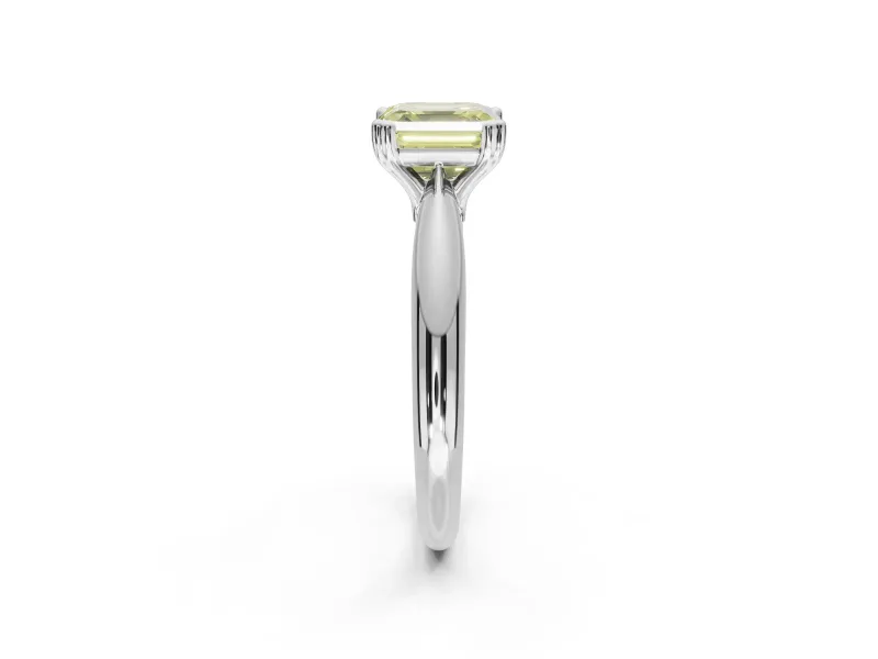 Princess Cut Tapered Solitaire Engagement Ring Setting for a Fancy Yellow Lab-Grown Diamond | Sterling Silver