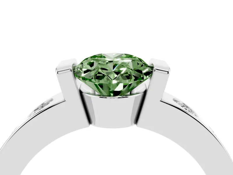 Oval Tension Style Engagement Ring Setting for a Fancy Green Lab-Grown Diamond | White Gold