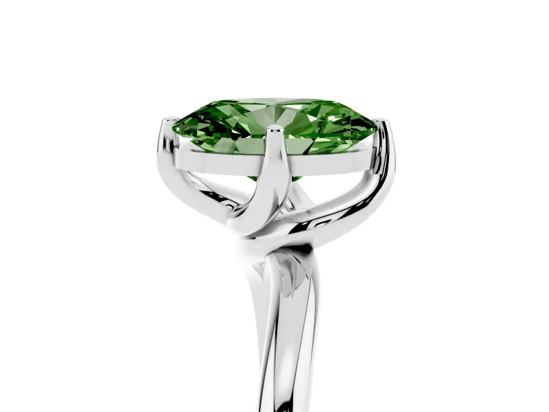 Oval Bypass Solitaire Engagement Ring Setting for a Fancy Green Lab-Grown Diamond | Platinum