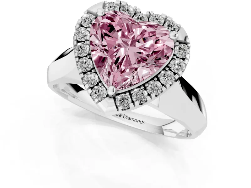 Heart-Shaped Halo Engagement Ring Setting for a Fancy Pink Lab-Grown Diamond | Square Profile Band | White Gold