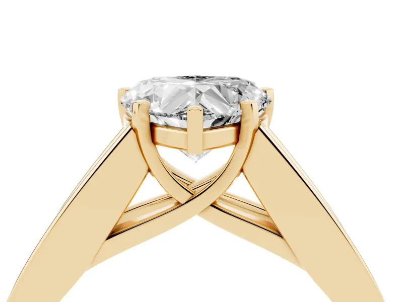 Heart-Shaped Channel-Set Engagement Ring Setting | Princess Side Stones | Yellow Gold