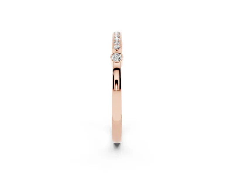 Round Diamond Pavé Bar Station Ring Set in Rose gold with Channel Setting