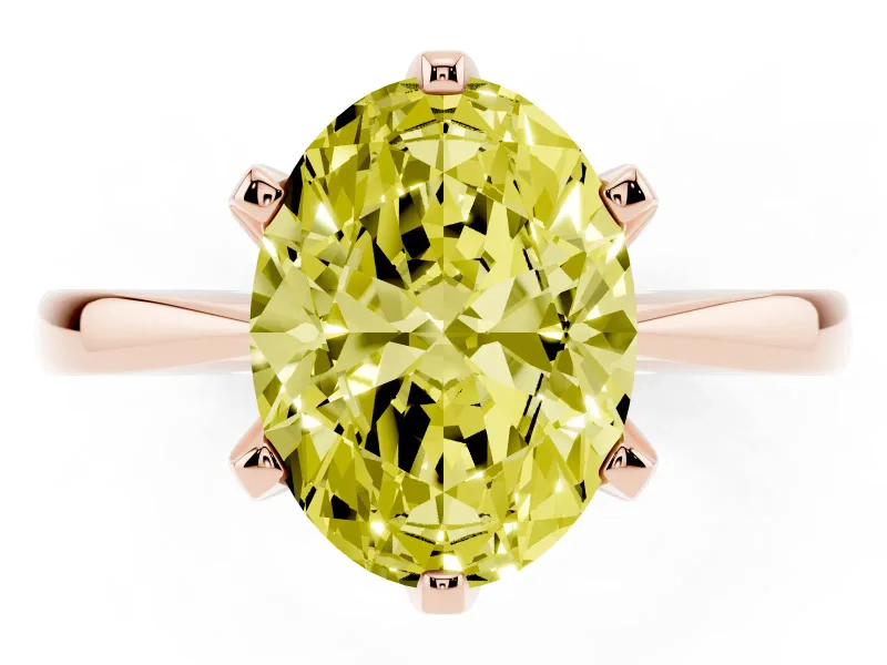 Oval Tapered Solitaire Engagement Ring Setting for a Fancy Yellow Lab-Grown Diamond | Claw Prong Head | Rose Gold