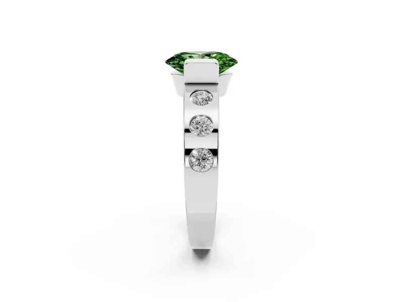 Oval Tension Style Engagement Ring Setting for a Fancy Green Lab-Grown Diamond | White Gold