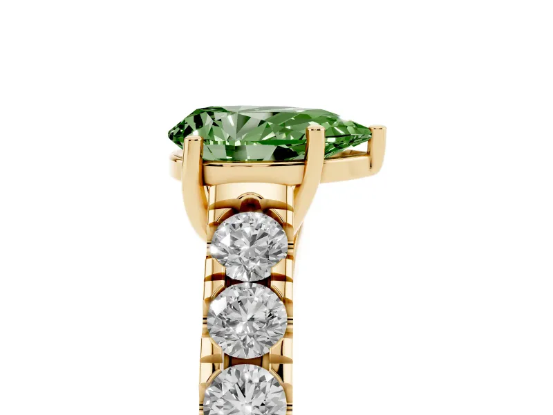 Pear-Shaped Engagement Ring Setting for a Fancy Green Lab-Grown Diamond | Yellow Gold - Design NV-24643
