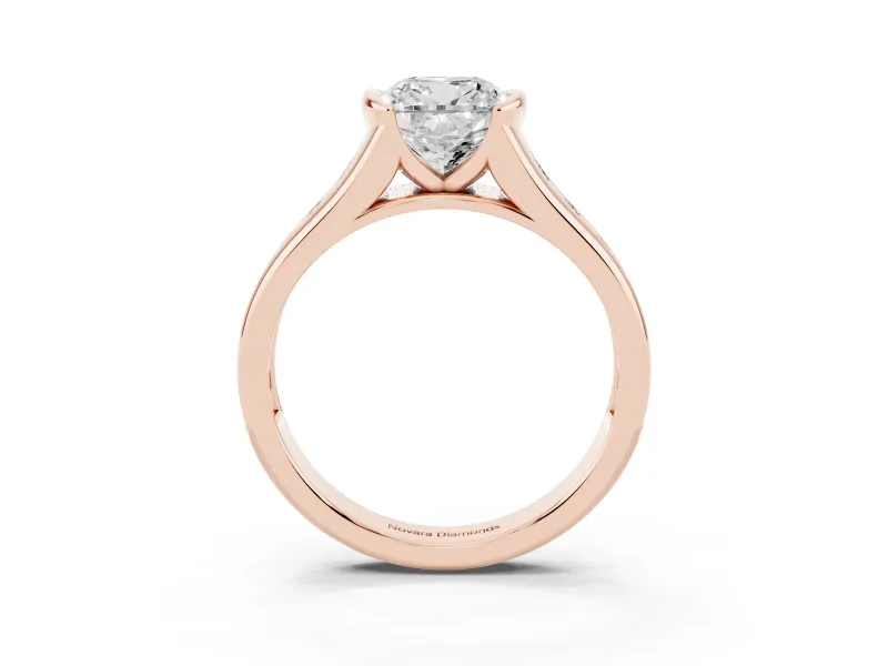 Cushion Cut Half Bezel Solitaire Engagement Ring Setting | Graduated Channel Band | Rose Gold