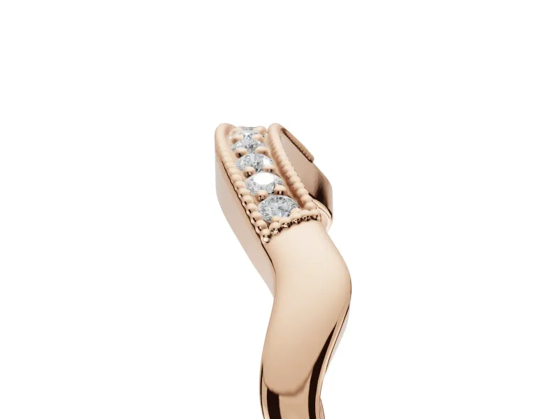 Round Lab-Grown Diamond Milgrain Deep Curve Wedding Band | Sculpted Shoulders | Rose Gold