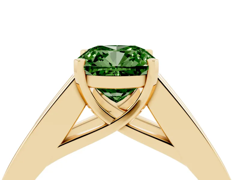 Cushion Cut Channel-Set Engagement Ring Setting for a Fancy Green Lab-Grown Diamond | Yellow Gold