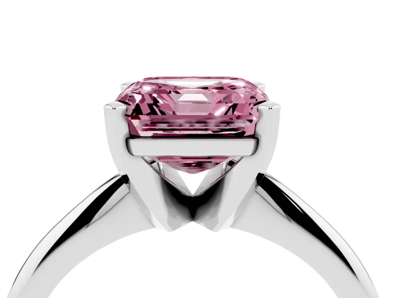Asscher Cut Engagement Ring Setting for a Fancy Pink Lab-Grown Diamond | Platinum
