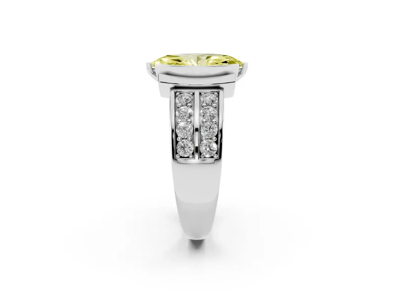 Marquise Half Bezel Engagement Ring Setting for a Fancy Yellow Lab-Grown Diamond | Sterling Silver