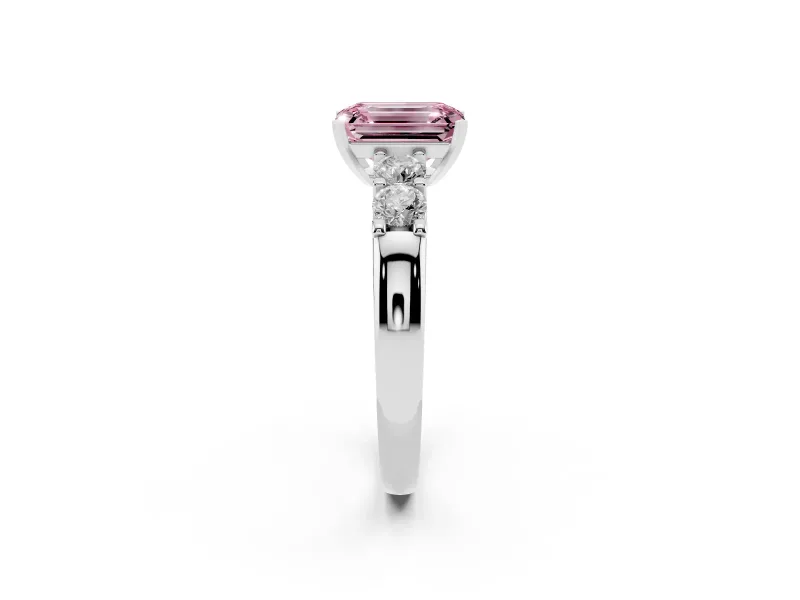 Emerald Cut Five Stone Engagement Ring Setting for a Fancy Pink Lab-Grown Diamond | Platinum