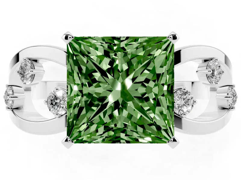 Princess Cut Loop Engagement Ring Setting for a Fancy Green Lab-Grown Diamond | Platinum
