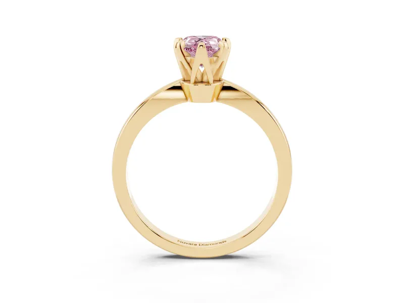 Pear-Shaped Tapered Solitaire Engagement Ring Setting for a Fancy Pink Lab-Grown Diamond | Claw Prong Head | Yellow Gold