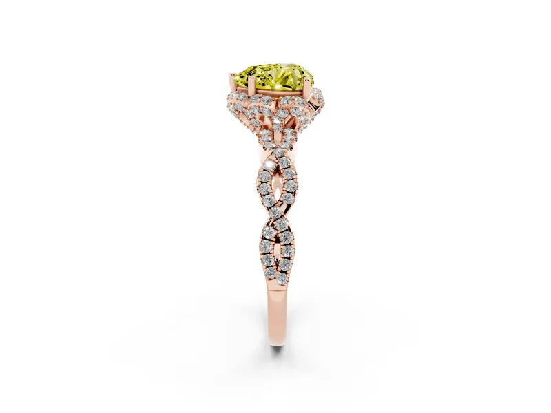 Heart-Shaped Halo Engagement Ring Setting for a Fancy Yellow Lab-Grown Diamond | Rose Gold - Design NV-24725