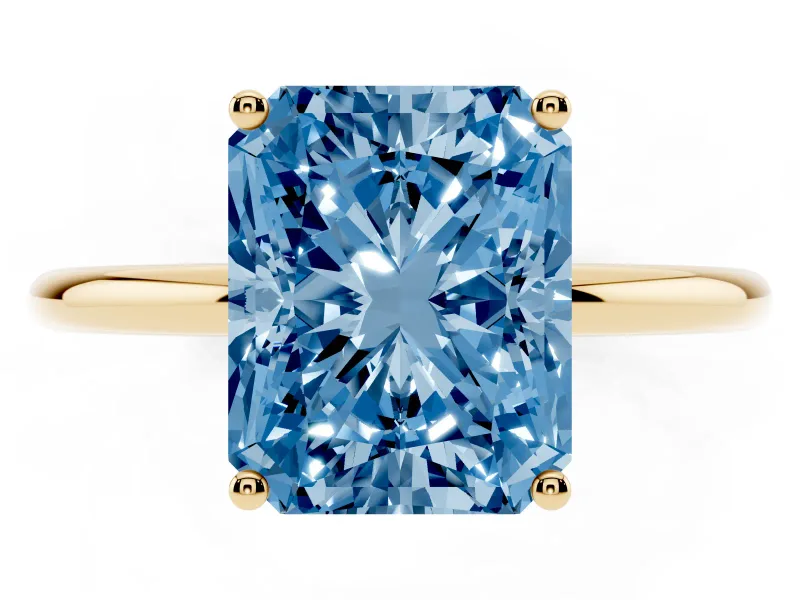 Radiant Cut Engagement Ring Setting for a Fancy Blue Lab-Grown Diamond | Yellow Gold - Design NV-24609