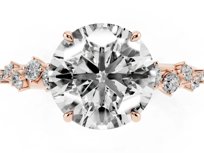 Round Solitaire Engagement Ring Setting | Graduated Scattered Accents | Rose Gold