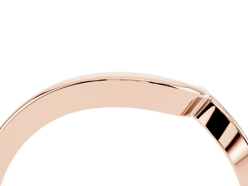 Chevron V-Shaped Contour Wedding Band | High-Polish Plain Metal | Rose Gold