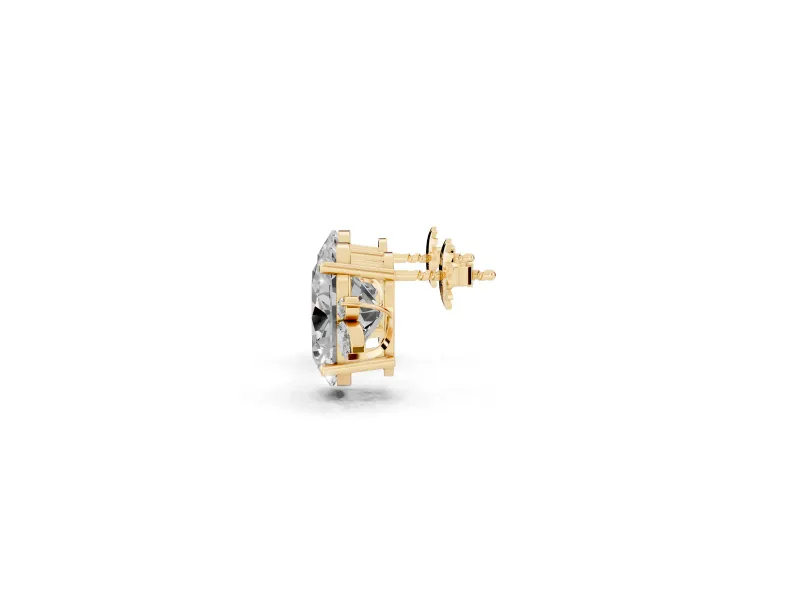 Oval Lab-Grown Diamond Nature Stud Earrings | Marquise Leaves | Yellow Gold