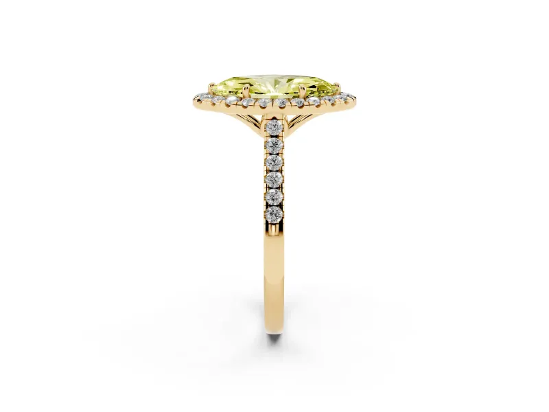 Marquise Raised Halo Engagement Ring Setting for a Fancy Yellow Lab-Grown Diamond | Yellow Gold