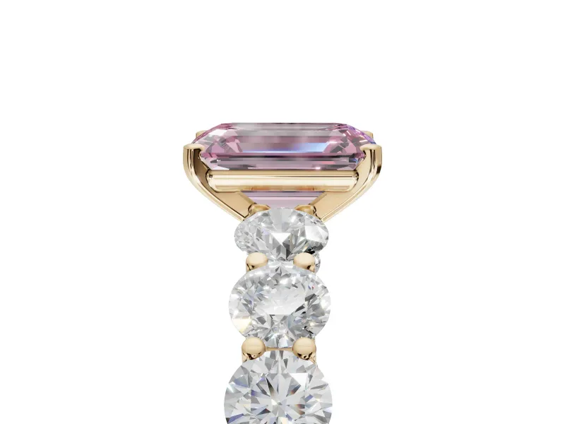 Emerald Cut Engagement Ring Setting for a Fancy Pink Lab-Grown Diamond | Yellow Gold - Design NV-24455