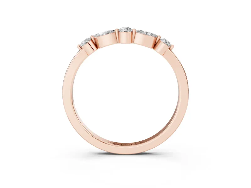 Round and Marquise Diamond Half Eternity Band Set in Rose gold with Alternating Prong Setting