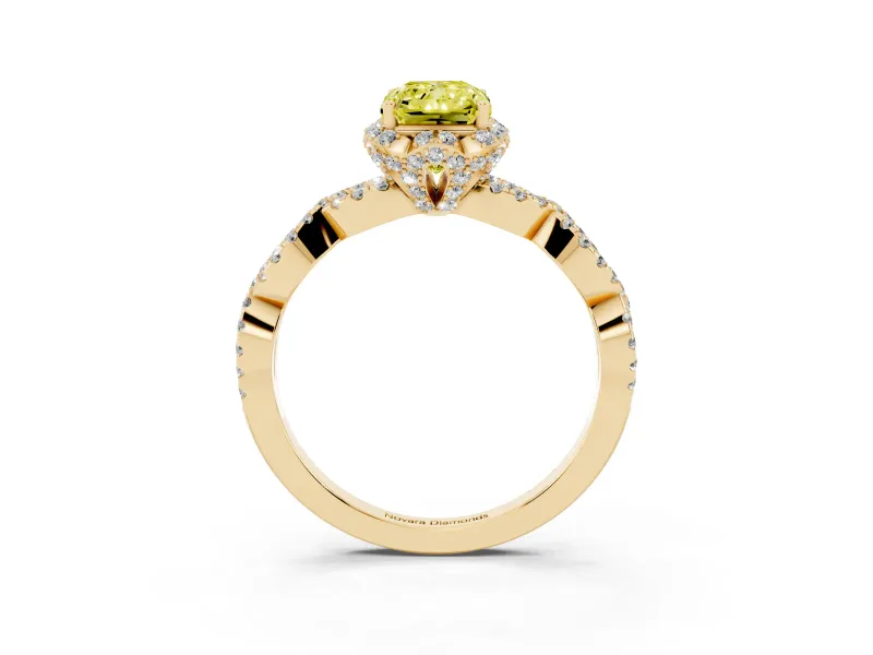 Radiant Cut Halo Engagement Ring Setting for a Fancy Yellow Lab-Grown Diamond | Yellow Gold - Design NV-24725