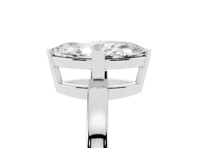 Marquise Solitaire Engagement Ring Setting | Flat Tab Prongs | Sterling Silver