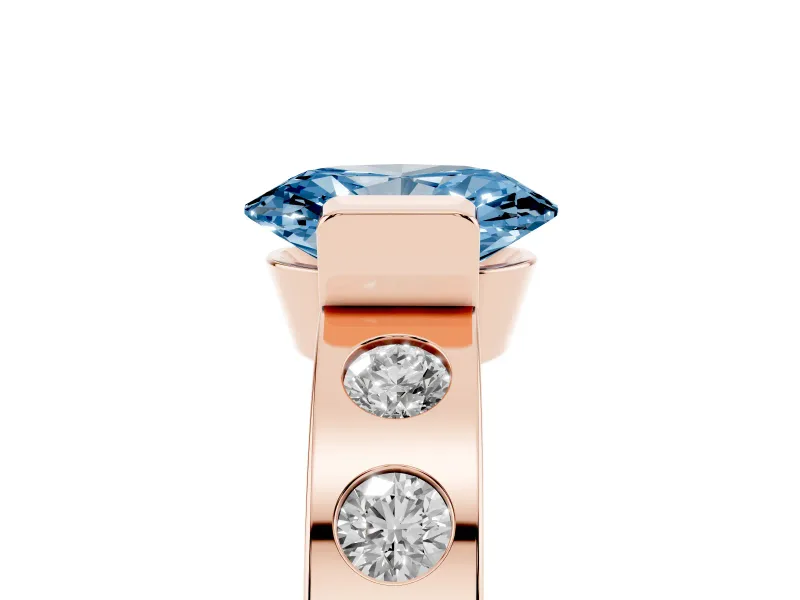 Oval Tension Style Engagement Ring Setting for a Fancy Blue Lab-Grown Diamond | Rose Gold