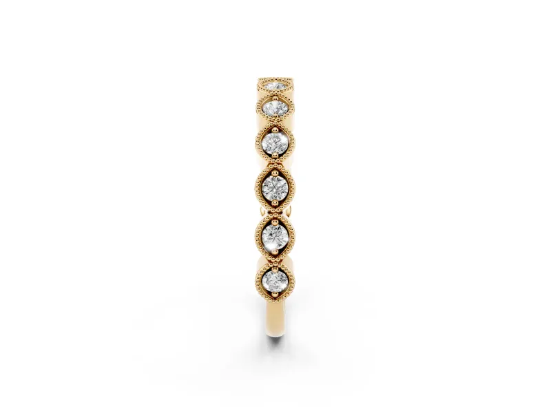 Marquise Diamond Eternity Band Set in Yellow gold with Milgrain Bezel Setting