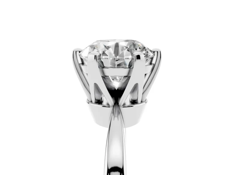 Round Tapered Solitaire Engagement Ring Setting | Claw Prong Head | White Gold