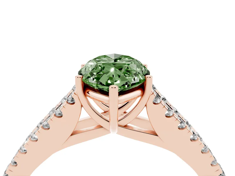 Marquise Graduated Split Shank Engagement Ring Setting for a Fancy Green Lab-Grown Diamond | Rose Gold