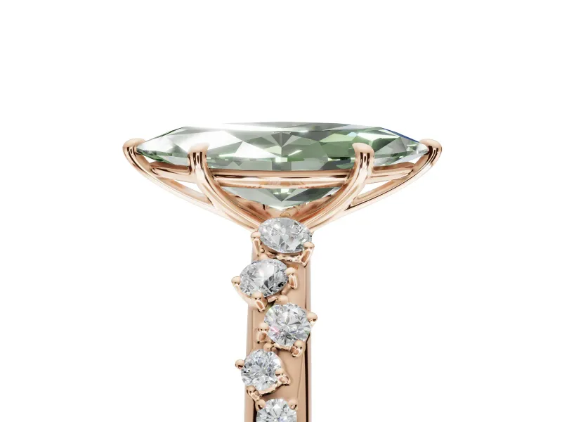 Marquise Graduated Solitaire Engagement Ring Setting for a Fancy Green Lab-Grown Diamond | Rose Gold