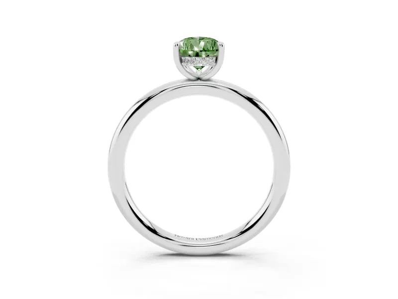 Pear-Shaped Hidden Halo Ring Setting for a Fancy Green Lab-Grown Diamond | White Gold