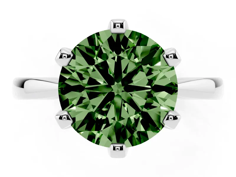 Round Tapered Solitaire Engagement Ring Setting for a Fancy Green Lab-Grown Diamond | Claw Prong Head | Platinum
