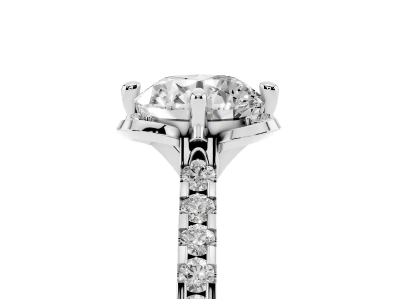 Round Floral Petal Engagement Ring Setting | Petal Accents | Sterling Silver