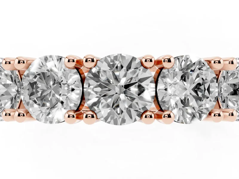 Round Lab-Grown Diamond Five-Stone Wedding Band | Trellis Prongs | Rose Gold