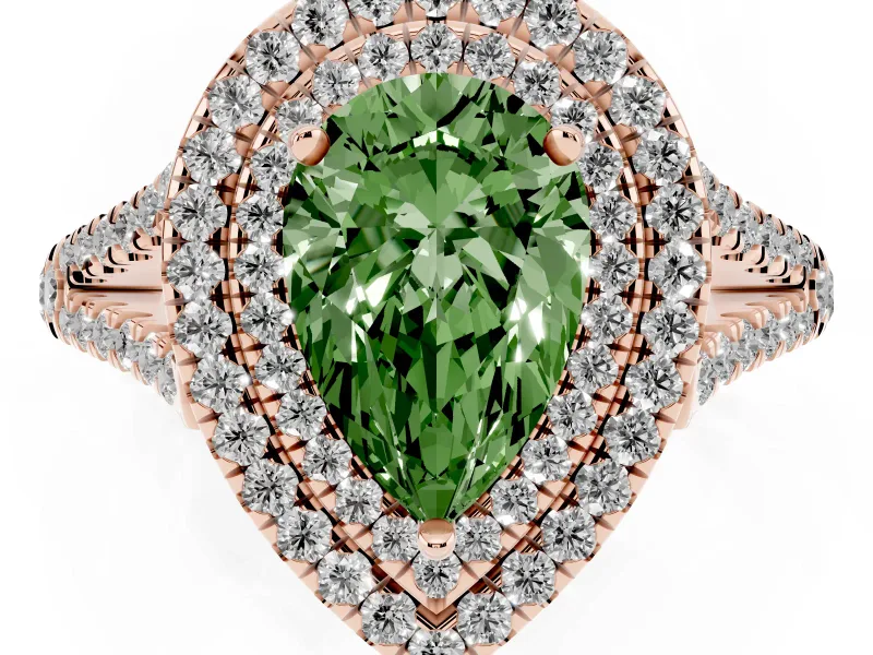 Pear-Shaped Halo Engagement Ring Setting for a Fancy Green Lab-Grown Diamond | Rose Gold - Design NV-24799