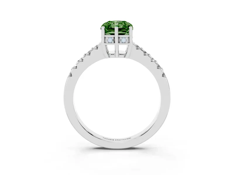 Radiant Cut Engagement Ring Setting for a Fancy Green Lab-Grown Diamond | Platinum - Design NV-24649