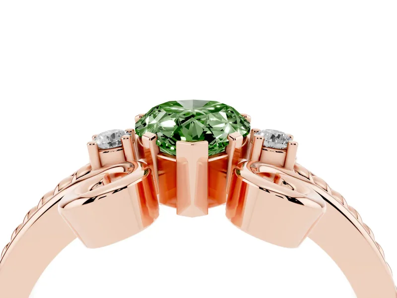 Pear-Shaped Scroll Solitaire Engagement Ring Setting for a Fancy Green Lab-Grown Diamond | Rose Gold