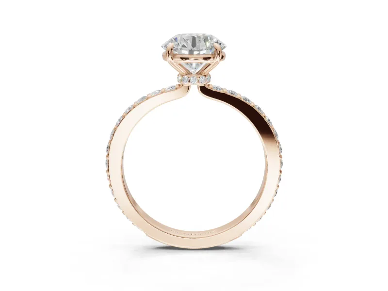 Round Hidden Halo Engagement Ring Setting | Rose Gold