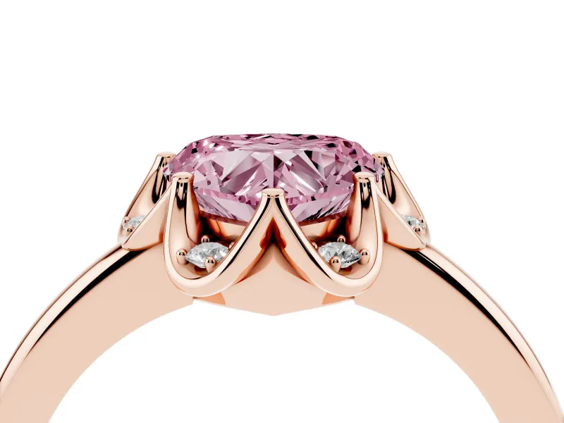 Heart-Shaped Petal Halo Engagement Ring Setting for a Fancy Pink Lab-Grown Diamond | Rose Gold