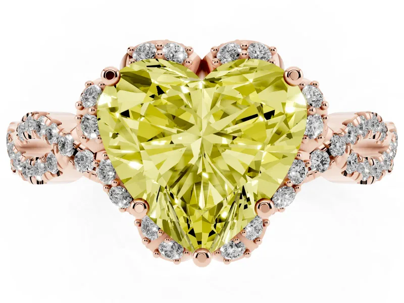 Heart-Shaped Halo Engagement Ring Setting for a Fancy Yellow Lab-Grown Diamond | Rose Gold - Design NV-24725