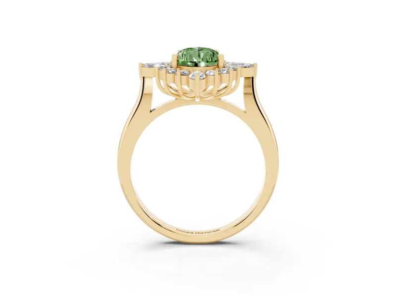 Pear-Shaped Engagement Ring Setting for a Fancy Green Lab-Grown Diamond | Yellow Gold - Design NV-24790