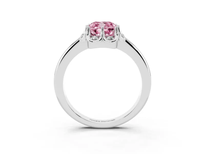 Cushion Cut Petal Halo Engagement Ring Setting for a Fancy Pink Lab-Grown Diamond | Platinum