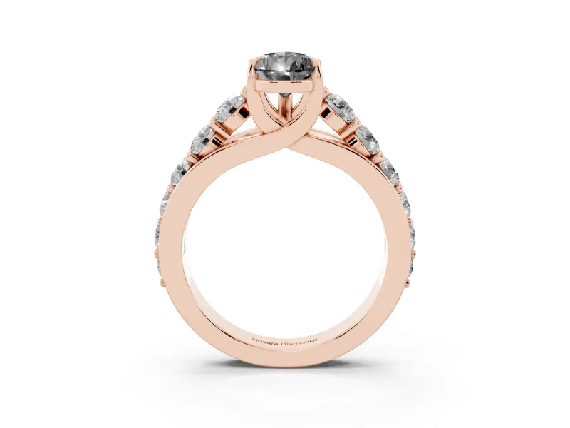 Pear-Shaped Graduated Engagement Ring Setting for a Black Center | Rose Gold